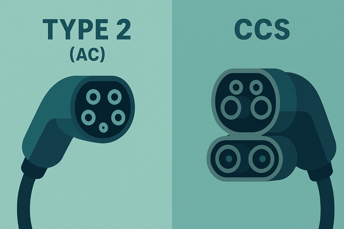 Comparación de conectores Tipo 2 y CCS en Envigado