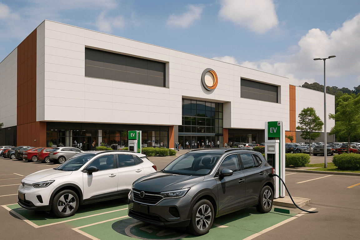 Centro comercial al norte de Medellín con estaciones de carga para vehículos eléctricos