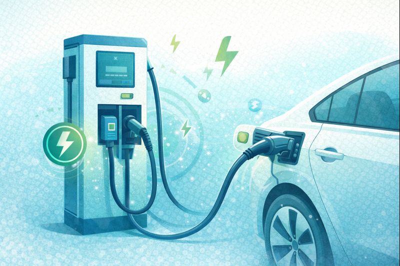 Esquema de cargador rápido DC para carro eléctrico en Colombia