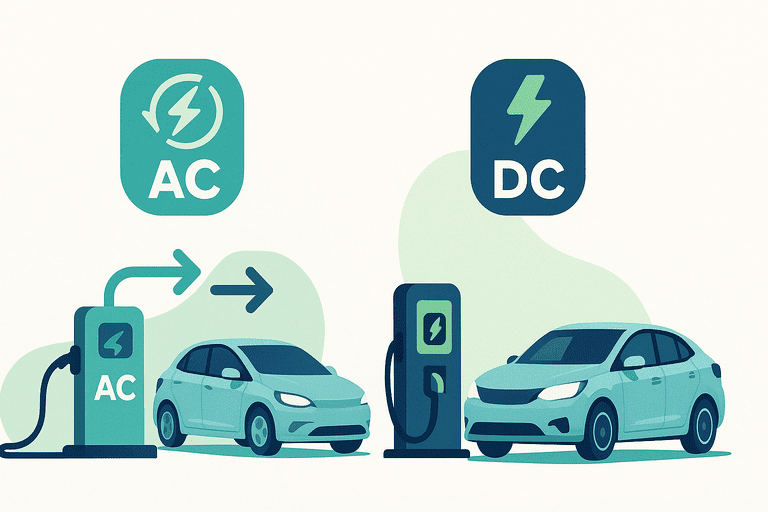 Comparación entre cargadores AC y DC para flotas empresariales