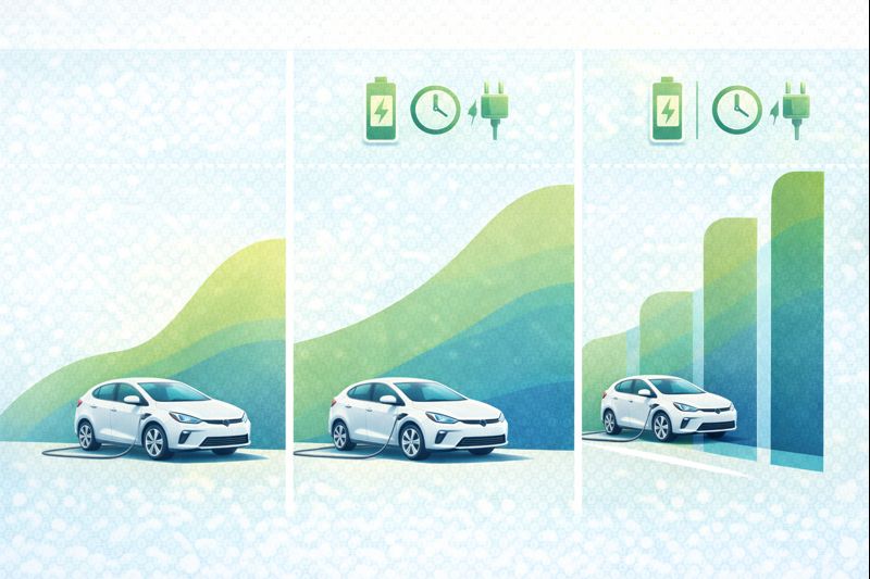 Gráfico de autonomía diaria y tiempos de carga para carros eléctricos usados en aplicaciones de movilidad