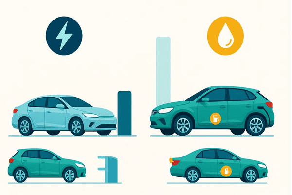 Gráfico comparando costos de energía eléctrica y gasolina entre carro eléctrico y híbrido enchufable