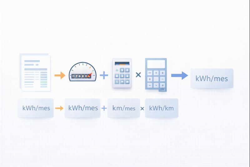 Ejemplo de cálculo de kWh/mes del hogar y del carro eléctrico usando factura y kilometraje